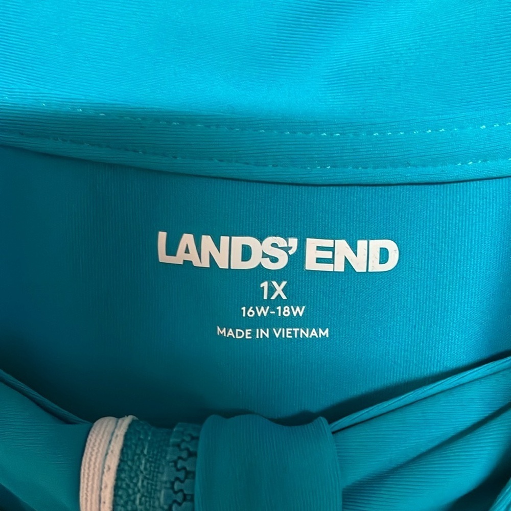 Lands’ End size 1X Vibrant Blue/Teal Full-Zip Lightweight Jacket With Pockets - Picture 3 of 7